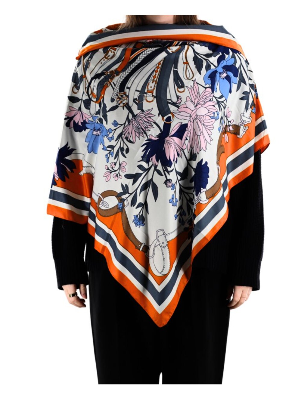 Lightweight floral print poncho